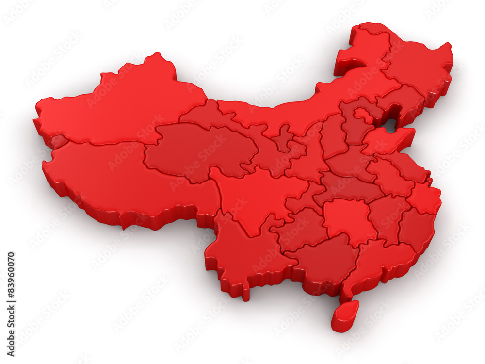 Poster map of china. image with clipping path.