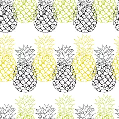 Schilderijen op glas Vector pineapple background © tatiletters