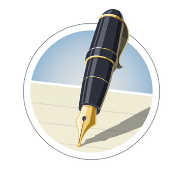 Ink pen. Eps10 vector illustration. Isolated on white background