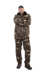Worker in Camouflage winter jacket.