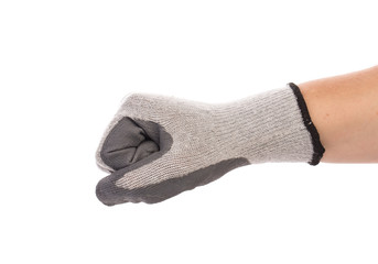 Worker hand in glove clenching fist.