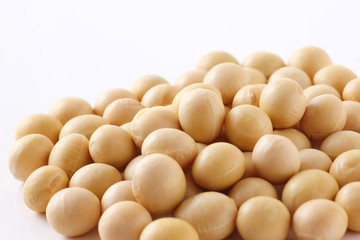 白背景に大豆のアップ