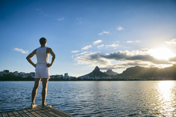 Athlete Standing White Uniform Rio de Janeiro