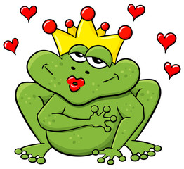 Naklejka premium Froschkönig wartet auf einen Kuss