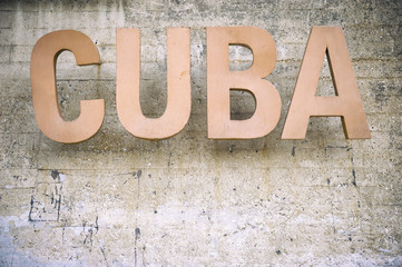 Cuba Sign Weathered Stone Background