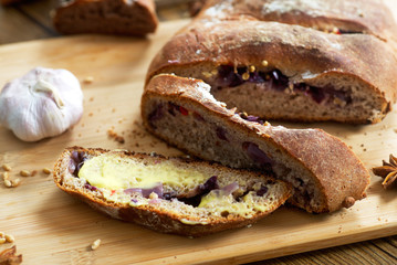 Rye bread baked with coriander