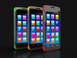 Touchscreen smartphones (clipping path included)