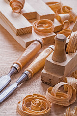 very close up view joinery tools old fashioned woodworkers plane