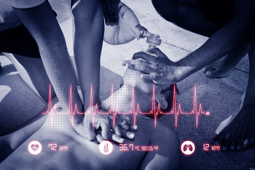 Cardiopulmonary resuscitation (CPR) concept. Graphics.