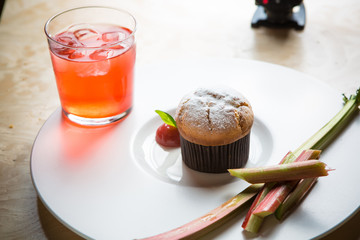 Rhubarb and ginger muffins