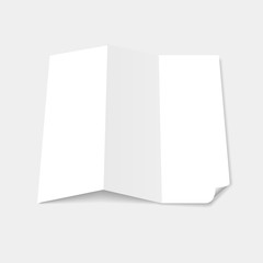 Blank white tri fold brochure template with page curl