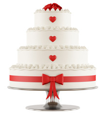 Wedding cake on white