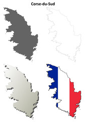 Corse-du-Sud (Corsica) outline map set