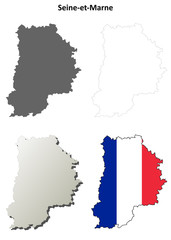 Seine-et-Marne (Ile-de-France) outline map set