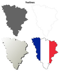 Yvelines (Ile-de-France) outline map set
