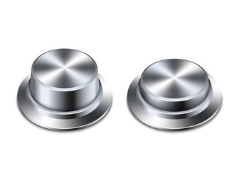 Shiny chrome buttons on a white background