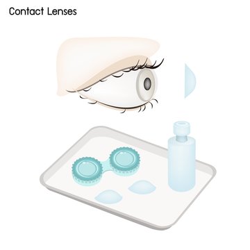 Contact Lenses, Storage Case and Solution Bottle