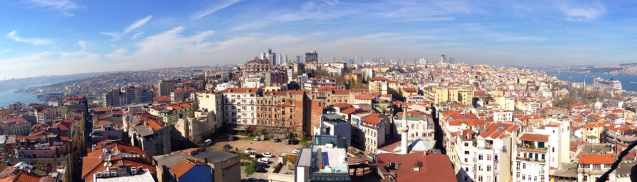 panorama view of the European side of Istanbul with Galata Tower