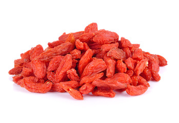 dry red goji berries on white background