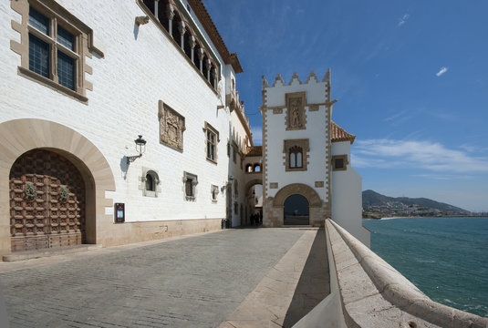 View of the small village mediterranean of Sitges,Catalonia.Spai