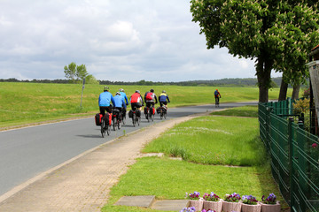 A group of cyclists on the road