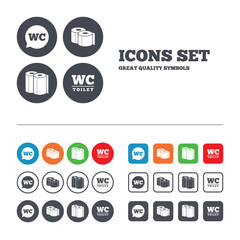 Toilet paper icons. Gents and ladies room.