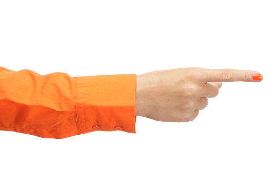 Female Hand In Orange Shirt