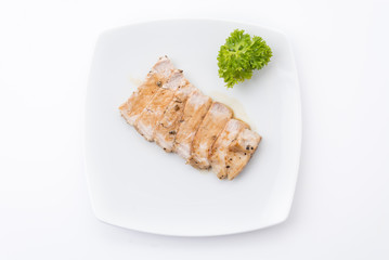 Pork steak slide with spicy pepper