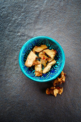 Dried Galangal Root in Authentic Oriental Bowl