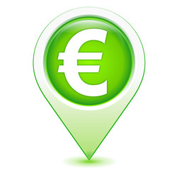 euro sur marqueur géolocalisation vert