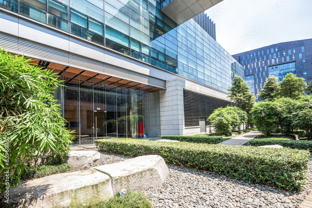 Aufkleber modern building and green footpath