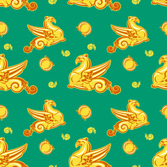 Fototapeta premium Seamless pattern with griffins