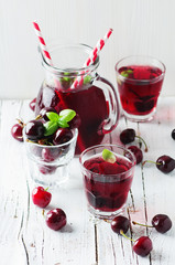 Fresh cherry juice with ice