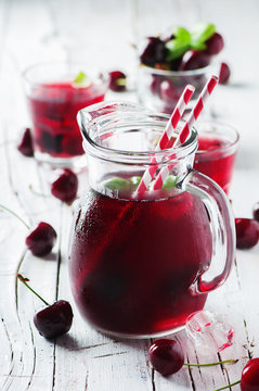 Fresh cherry juice with ice