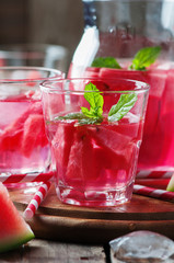 Fototapeta na wymiar Fresh summer cocktail with watermelon