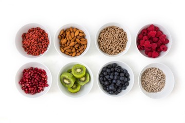 Bowls of healthy food