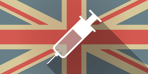 UK flag icon with a syringe