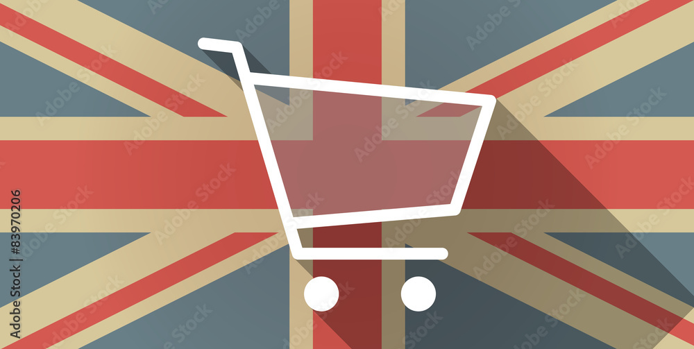 Wall mural UK flag icon with a shopping cart