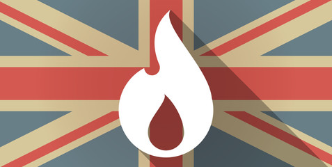 UK flag icon with a flame
