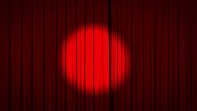 Red curtain with spotlight opening