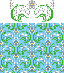 seamless floral pattern of lily of the valley