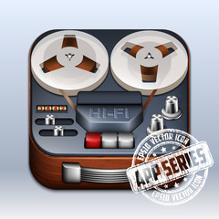 Reel to Reel Tape Recorder Icon. App Series