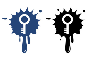 Key - blue and black icon isolated