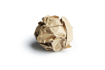 Crumpled paper ball isolated on white