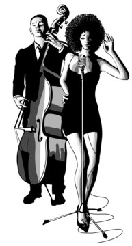 Jazz singer with double-bass player