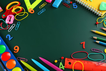 School supplies, background with copy space