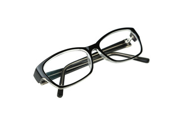 Black eye glasses isolated on white