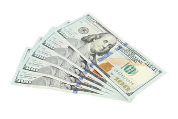 Hundred dollars bill isolated on white