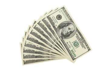 Hundred dollars bill isolated on white