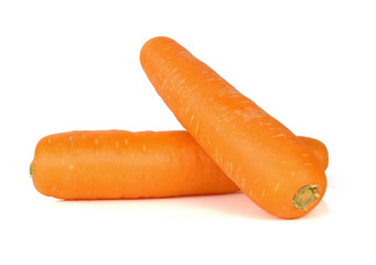 Fresh carrots on a white background